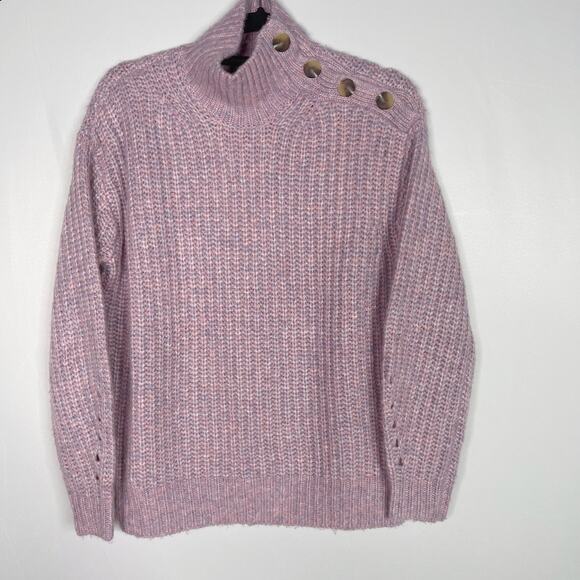 New J Crew Womens XS Purple Pink Alpaca Blend Turtleneck Sweater Shoulder Button - Picture 1 of 9